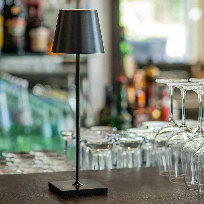 Cordless Table Lamp Tapered Shade Rechargeable Powder Coated Aluminium Touch Dimmable Restaurant Dining