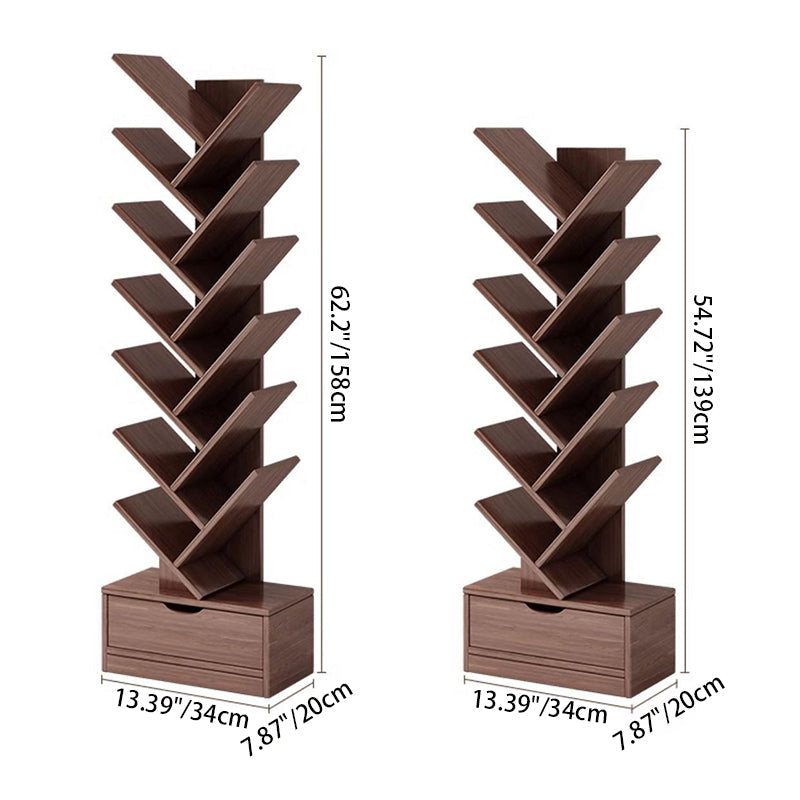 Bookshelf Narrow Tall 6 8 10 12 Tier Wooden Bookcase Storage Home Office Living Room