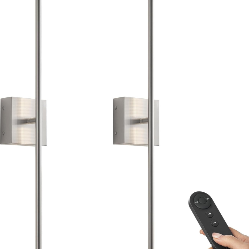 Wireless Wall Sconce Set of 2 Linear Stick Light Rechargeable Metal Dimmable Hallway Dining Room