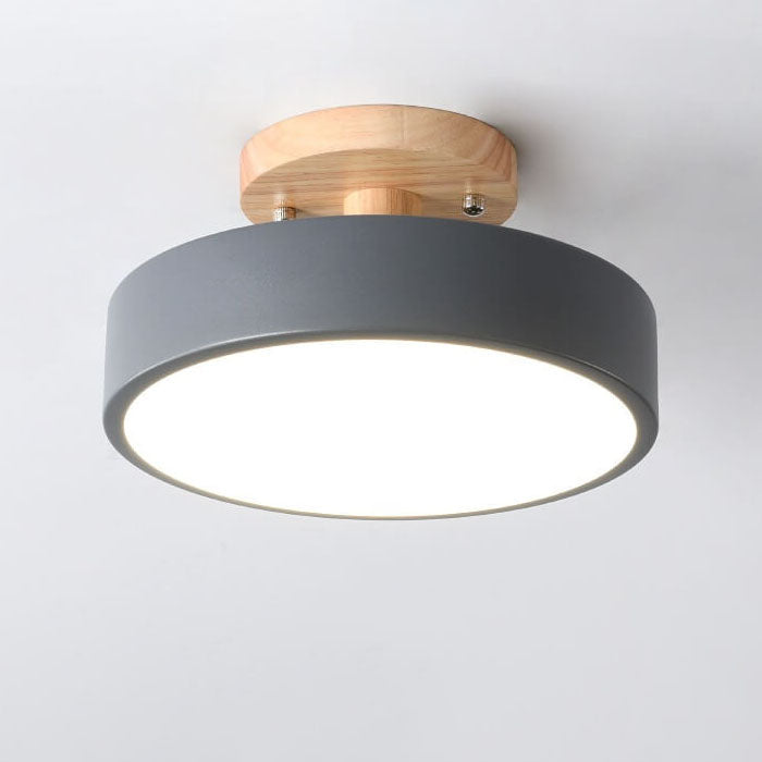 Semi Flush Mount Ceiling Light Wooden LED Nordic Bedroom Living Room Hallway