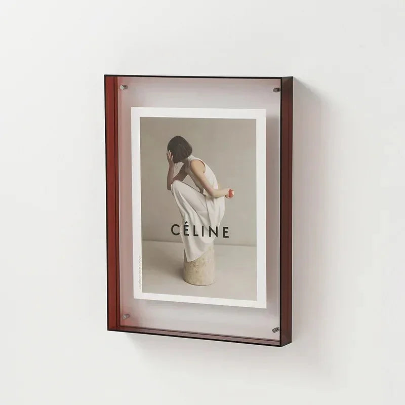 Acrylic Picture Frame with Coloured Edge for Wall and Desk