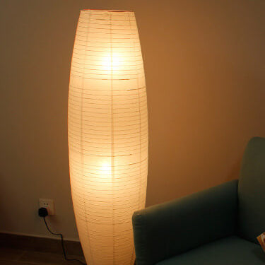 Floor Lamp Rice Paper Shade 2 Light Standing Column Nordic Bedroom Living Room Study