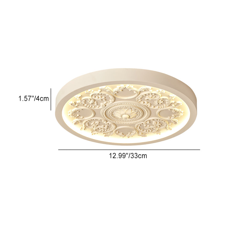 Flush Mount Ceiling Light LED Carved Dimmable Remote Minimalist Bedroom Living Room