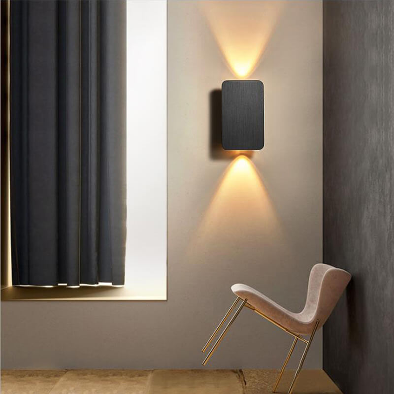 Wall Light LED Aluminium Rectangular Flat Panel 2 Light Nordic Hallway Bedroom Reading