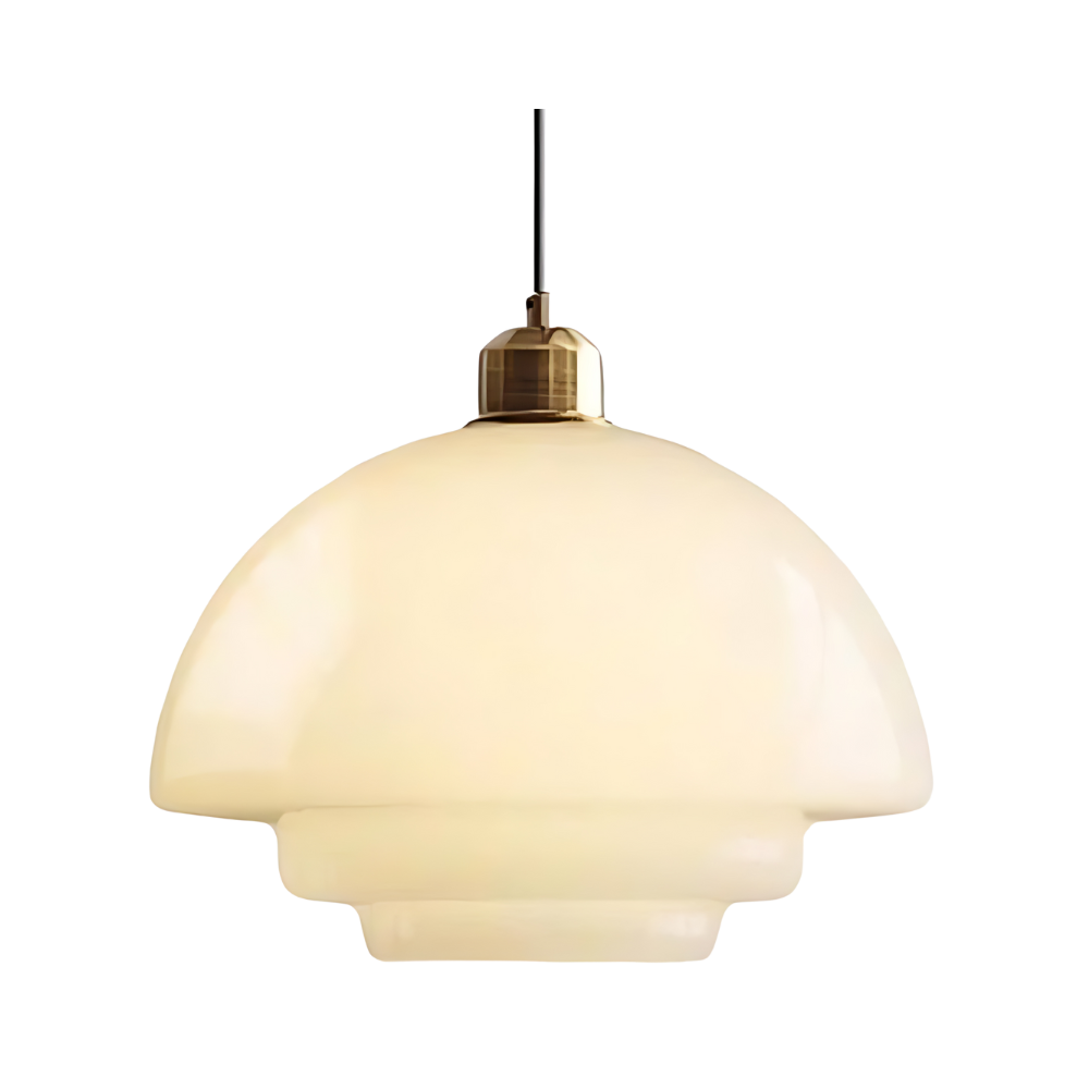 Pendant Light Brass Tiered Glass Art Deco Bedroom Dining Room Entryway