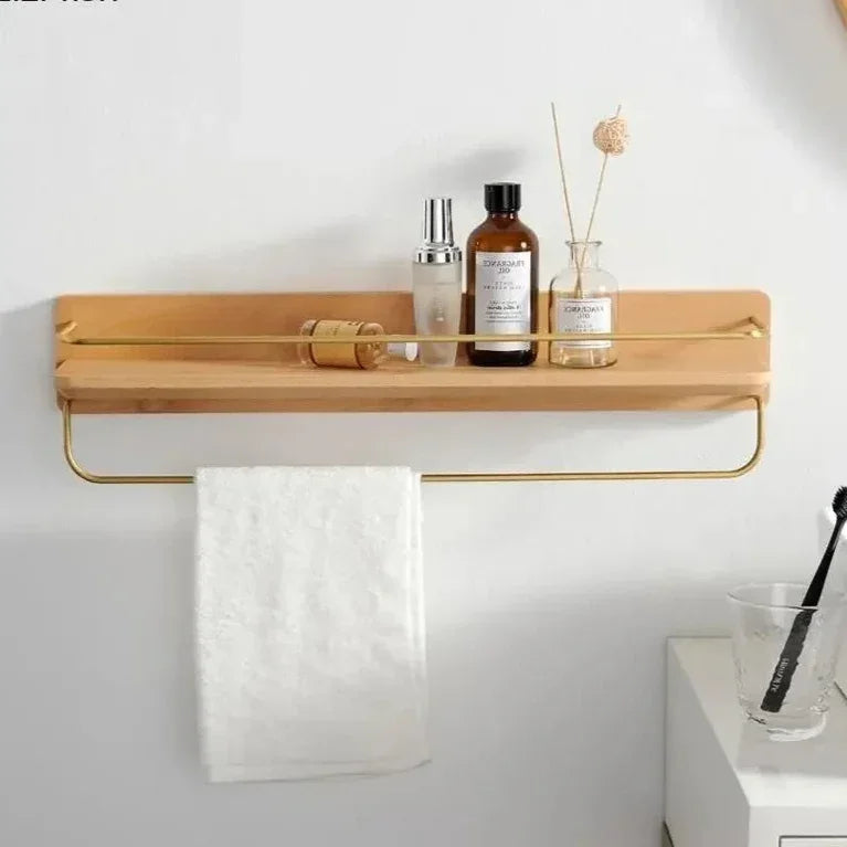 Bamboo Wall Mounted Rack for Entryways and Bathrooms