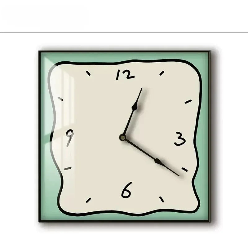 Silent Wall Clock Square Graffiti Art Face Quartz Movement
