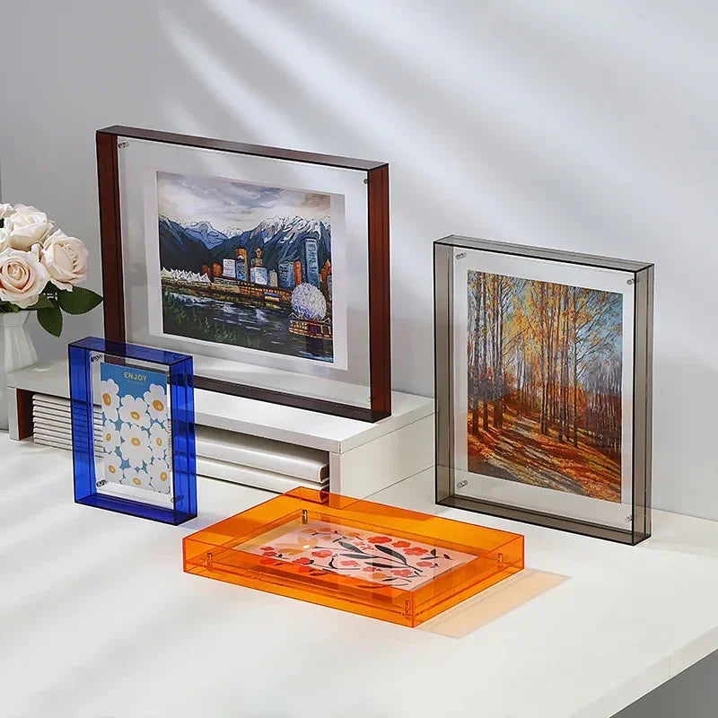 Acrylic Picture Frame with Coloured Edge for Wall and Desk