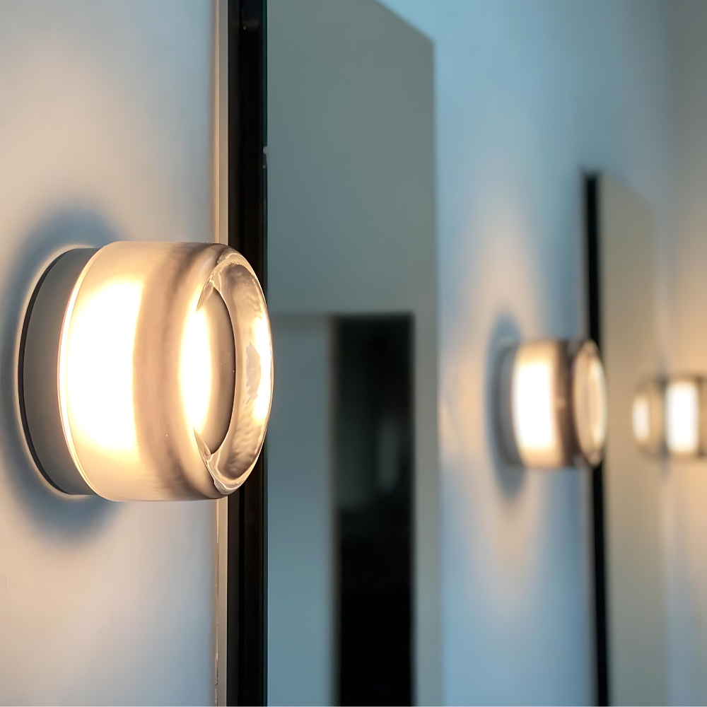 Wall Light LED Dimple Glass Dusk To Dawn Sensor Minimalist Bedroom Hallway