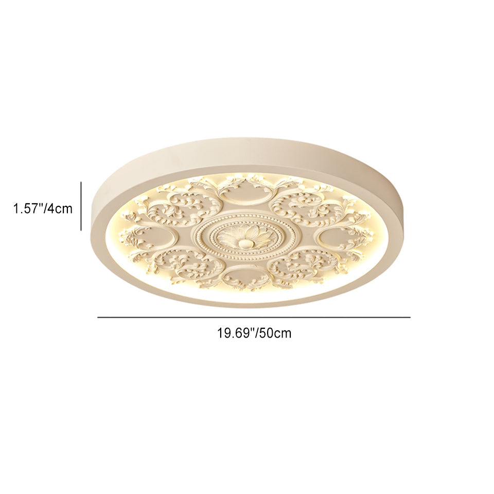 Flush Mount Ceiling Light LED Carved Dimmable Remote Minimalist Bedroom Living Room