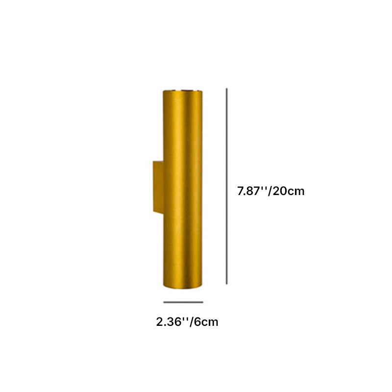 Wall Light LED Aluminium Cylinder Up Down 2 Light Minimalist Bedroom Living Room Hallway