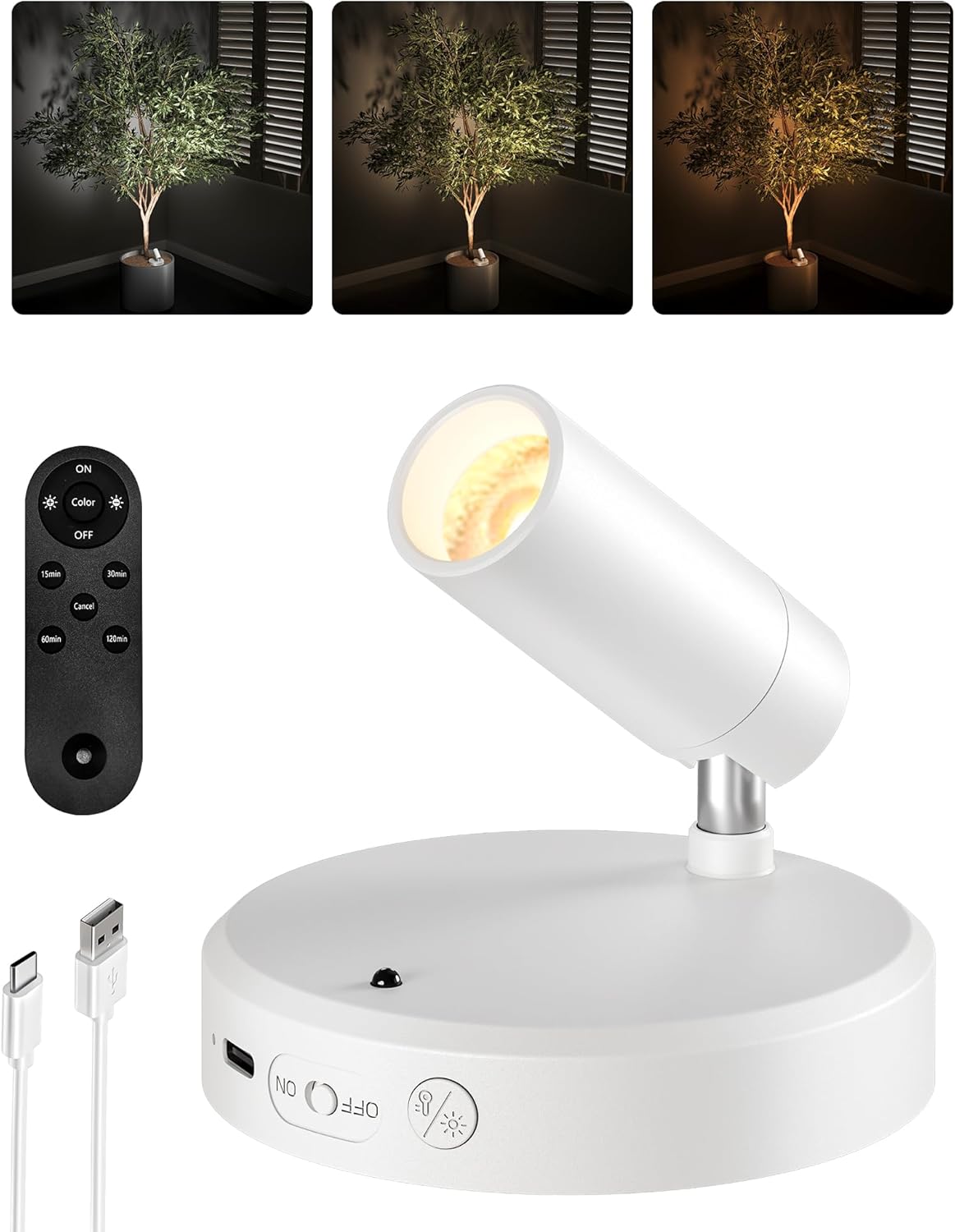 Picture Light Rechargeable LED Spotlight Wireless Remote Control Touch Dimmable Artwork Shelf Accent