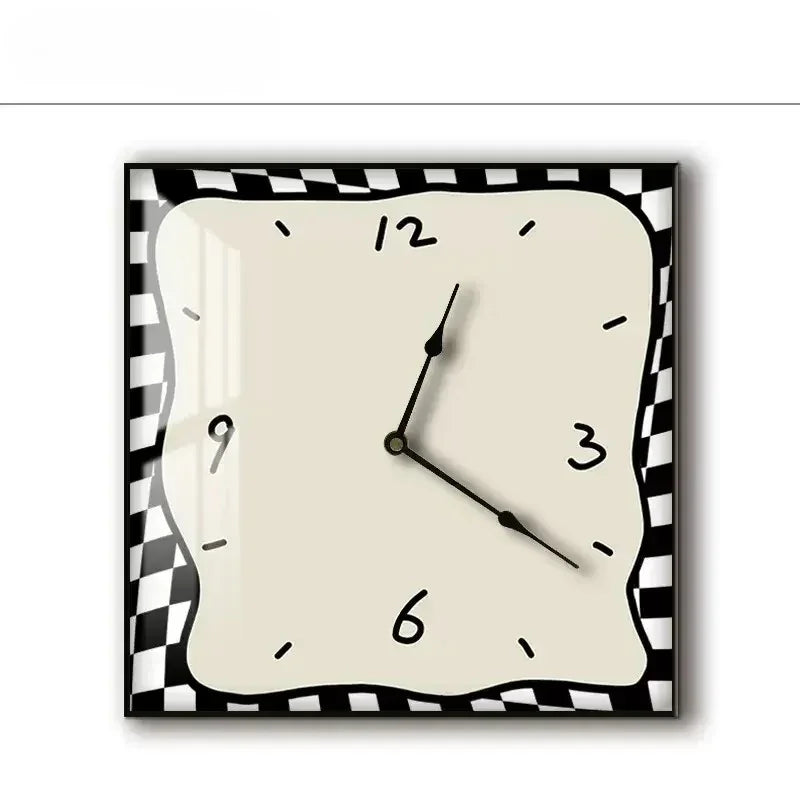 Silent Wall Clock Square Graffiti Art Face Quartz Movement