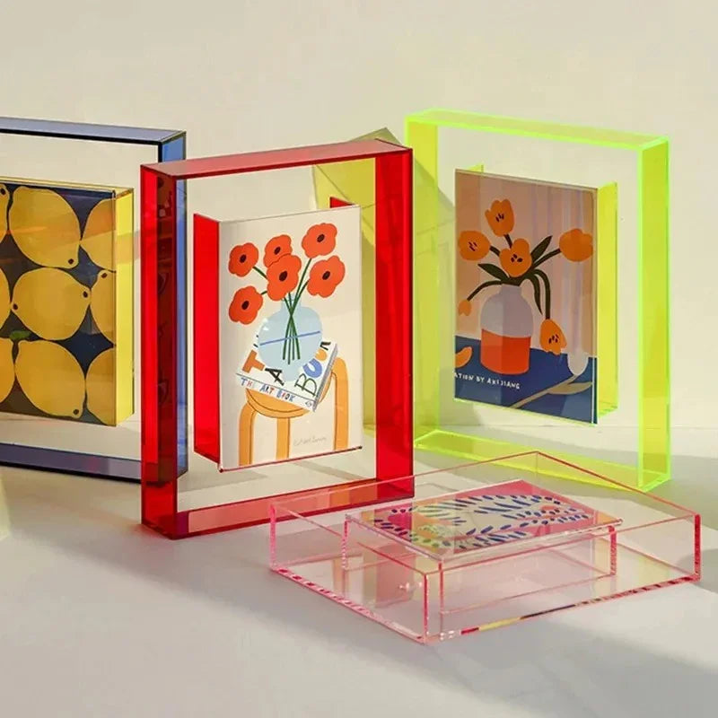 Acrylic Picture Frame with Coloured Edge for Wall and Desk