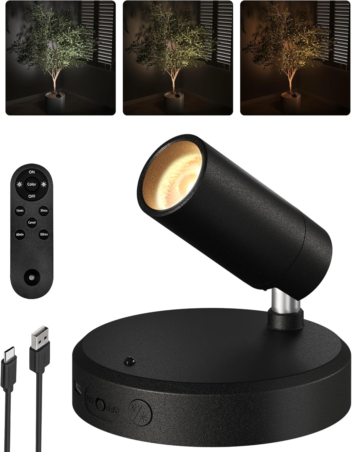 Picture Light Rechargeable LED Spotlight Wireless Remote Control Touch Dimmable Artwork Shelf Accent