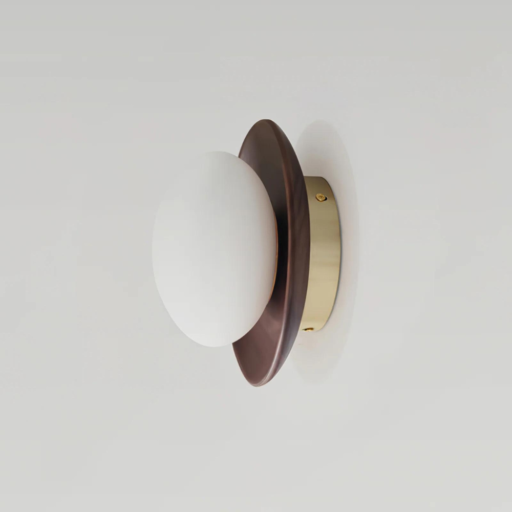 Wall Light LED Solid Wood Round Disc Minimalist Nordic Bedroom Hallway Reading