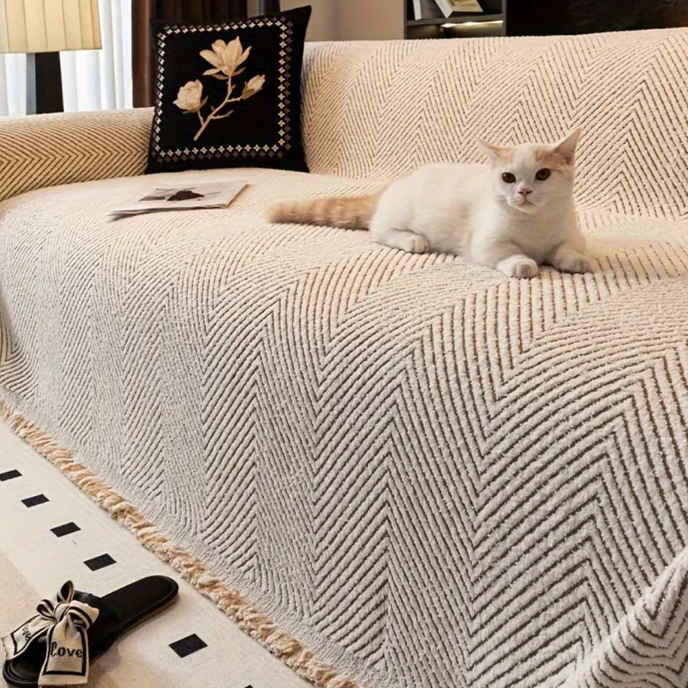 Sofa Cover Herringbone Woven Non Slip Stretch Couch Protector Living Room