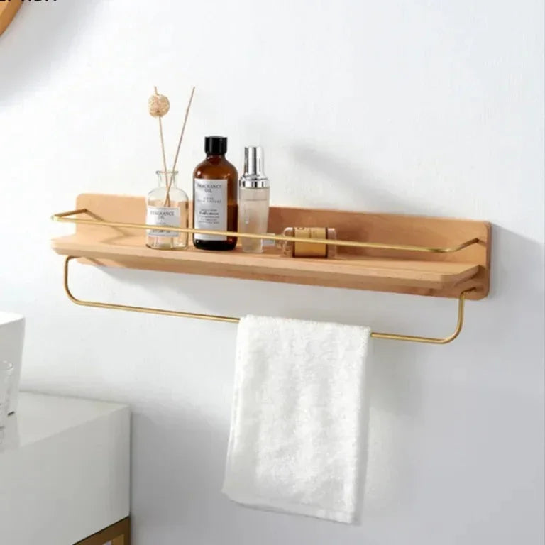 Bamboo Wall Mounted Rack for Entryways and Bathrooms