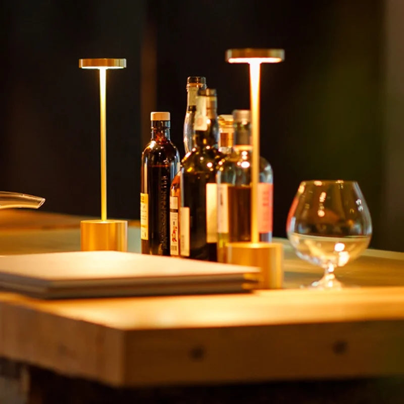 Cordless Table Lamp LED Aluminium Slim Stem Rechargeable Dimmable IP54 Restaurant Dining Bedside
