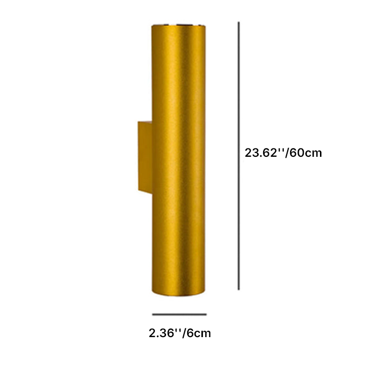 Wall Light LED Aluminium Cylinder Up Down 2 Light Minimalist Bedroom Living Room Hallway