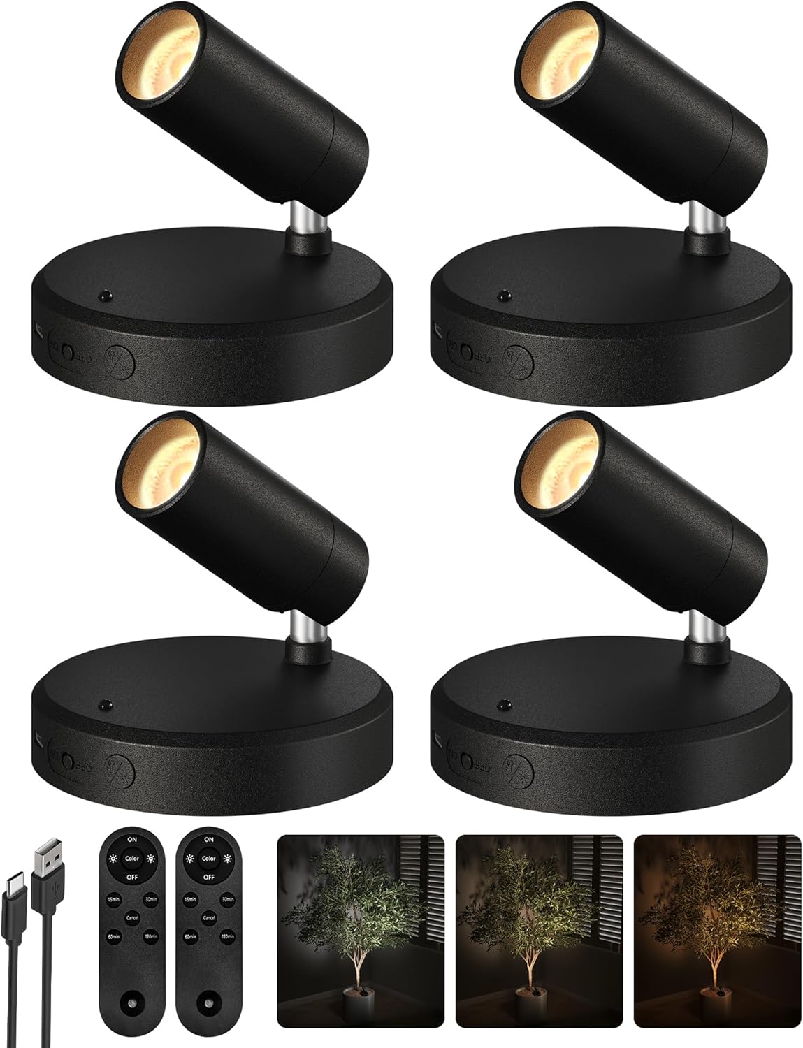 Picture Light Rechargeable LED Spotlight Wireless Remote Control Touch Dimmable Artwork Shelf Accent