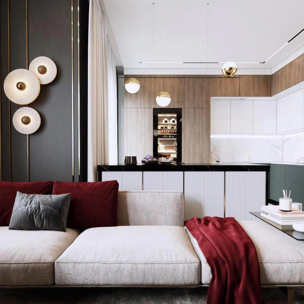 Wall Light Alabaster Stone Round Disc Minimalist Living Room Bedroom Hallway