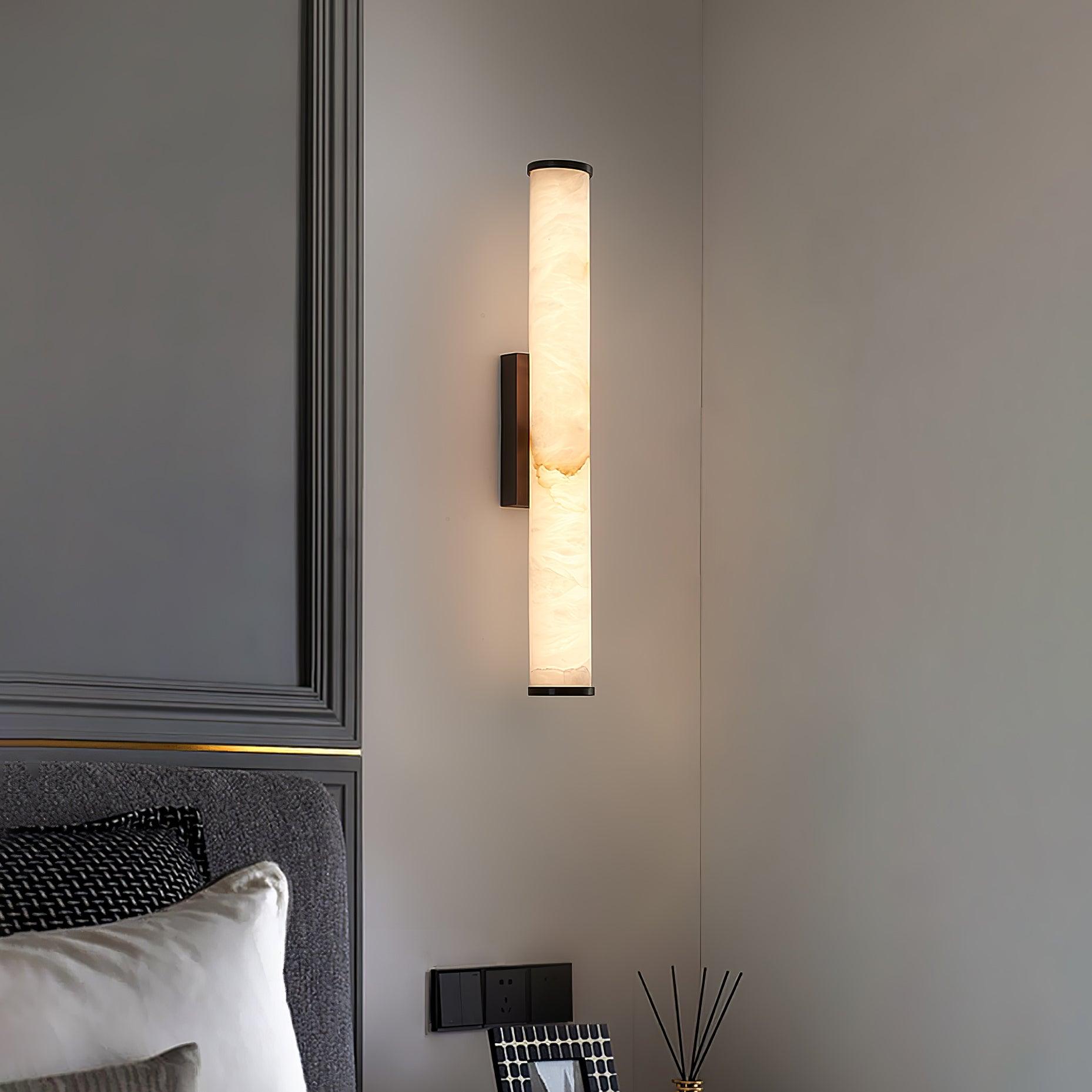 Alabaster Effect Wall Sconce with Metal Frame