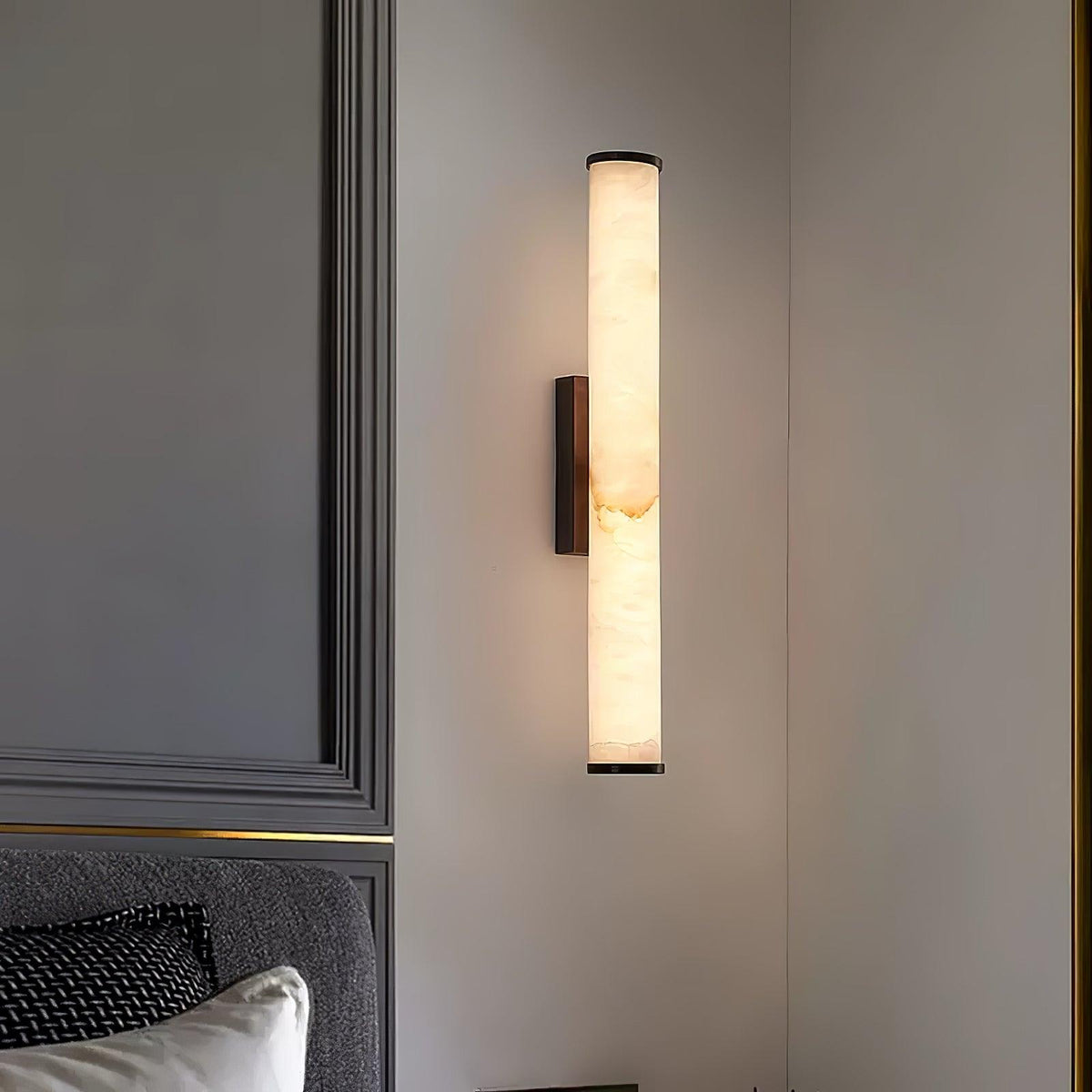 Alabaster Effect Wall Sconce with Metal Frame