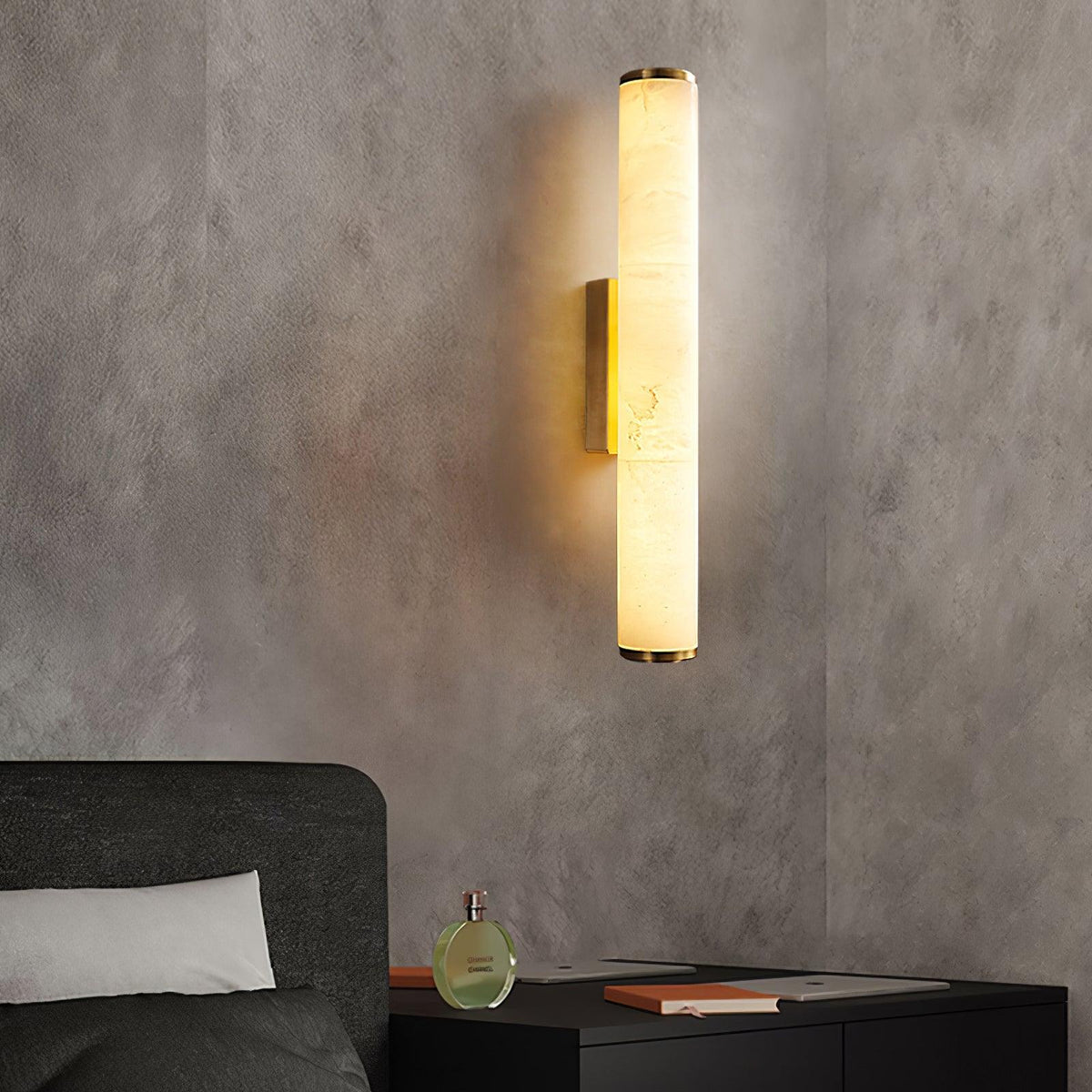 Alabaster Effect Wall Sconce with Metal Frame