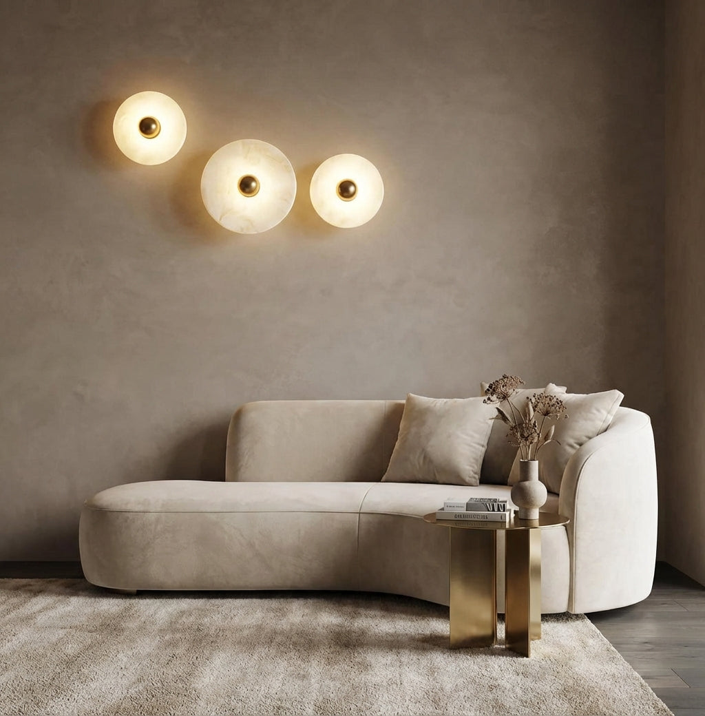 Alabaster Wall Sconce with Brass Centre