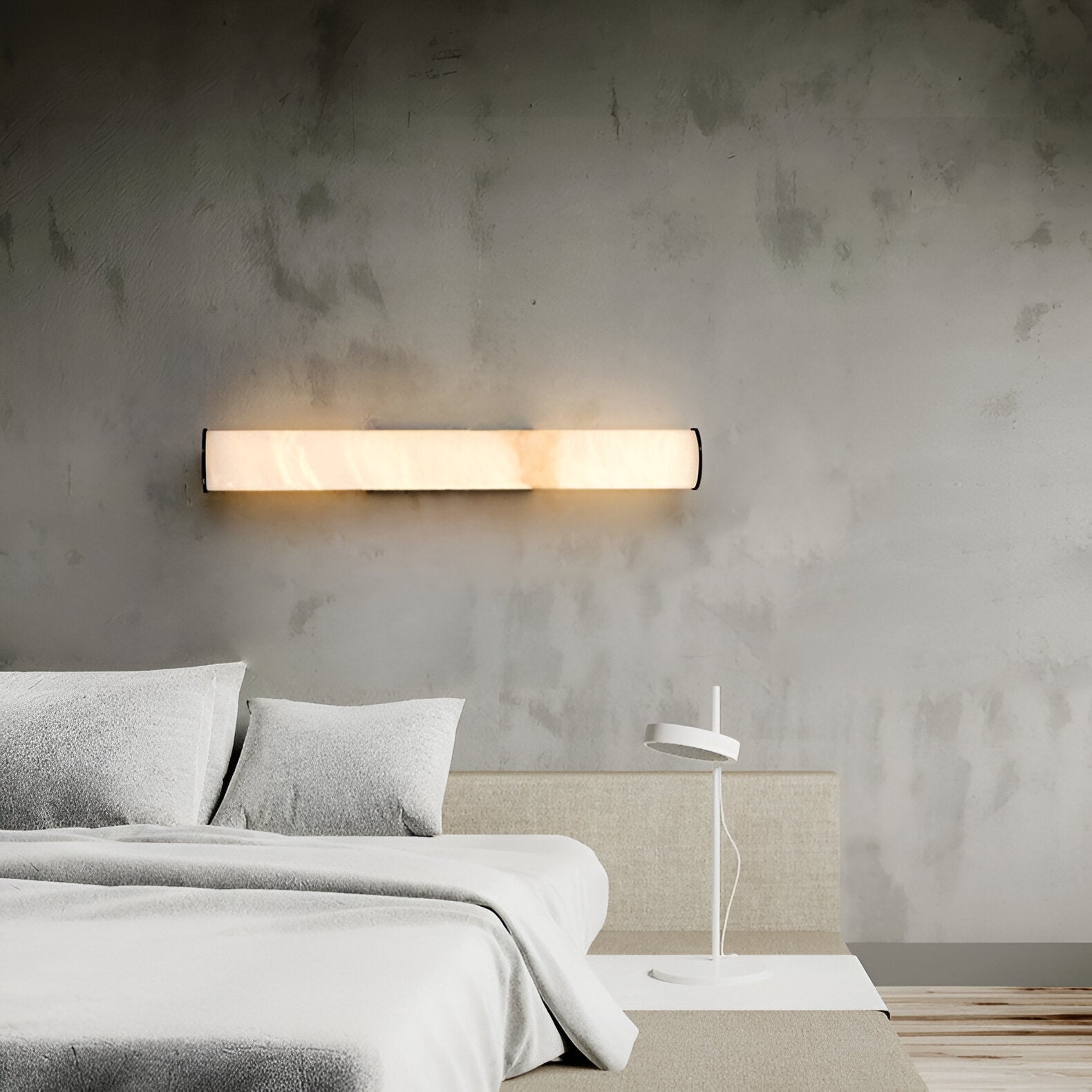 Alabaster Cylinder Brass Wall Light