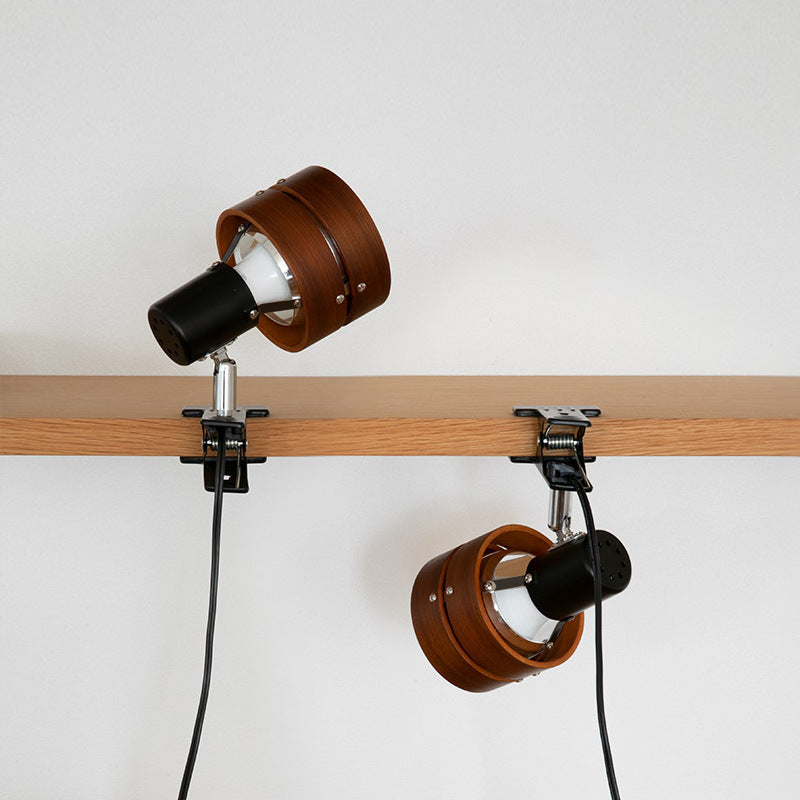 Table Lamp Clip On Wood Japanese Round Acrylic Bedside Reading Bedroom Study Light