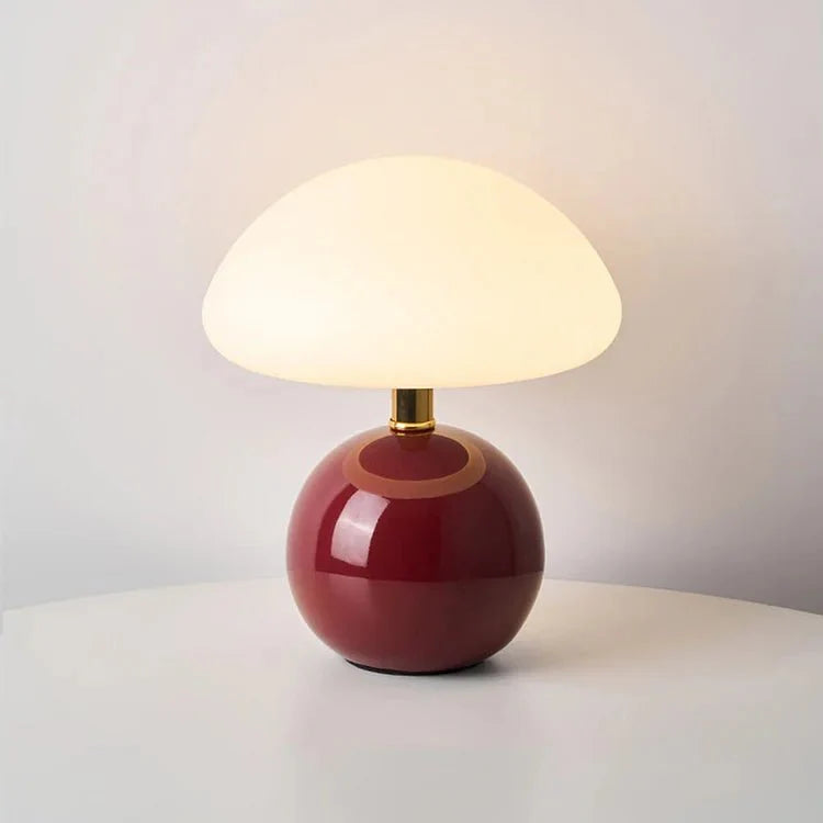 Ceramic Mushroom Table Lamp USB Powered Glazed Finish