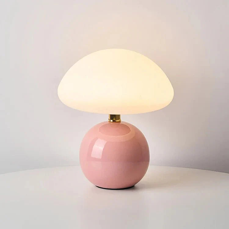 Ceramic Mushroom Table Lamp USB Powered Glazed Finish