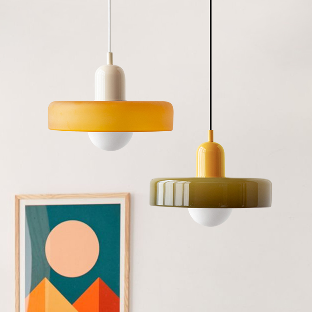 Coloured Glass Pendant Light G9 Adjustable Drop for Kitchens
