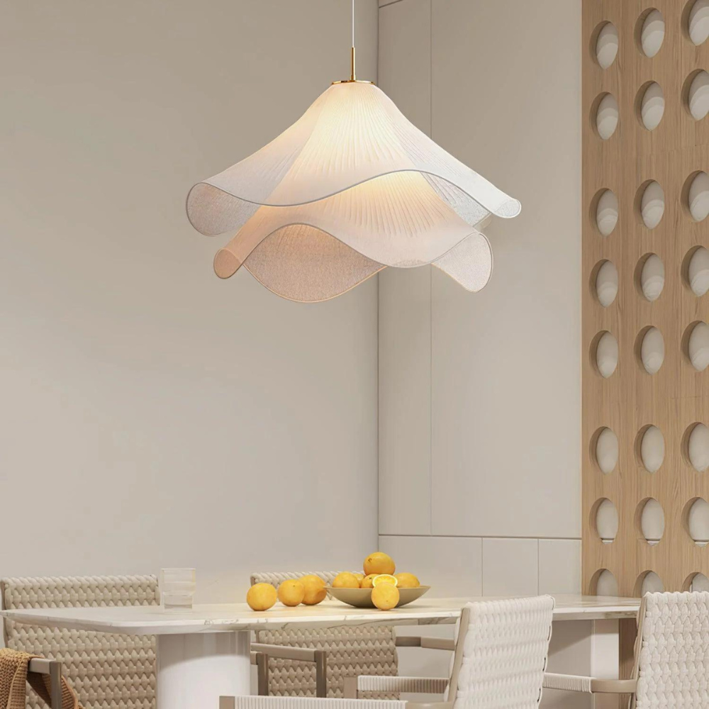 White Fabric Drum Pendant Light E27 for Living Rooms