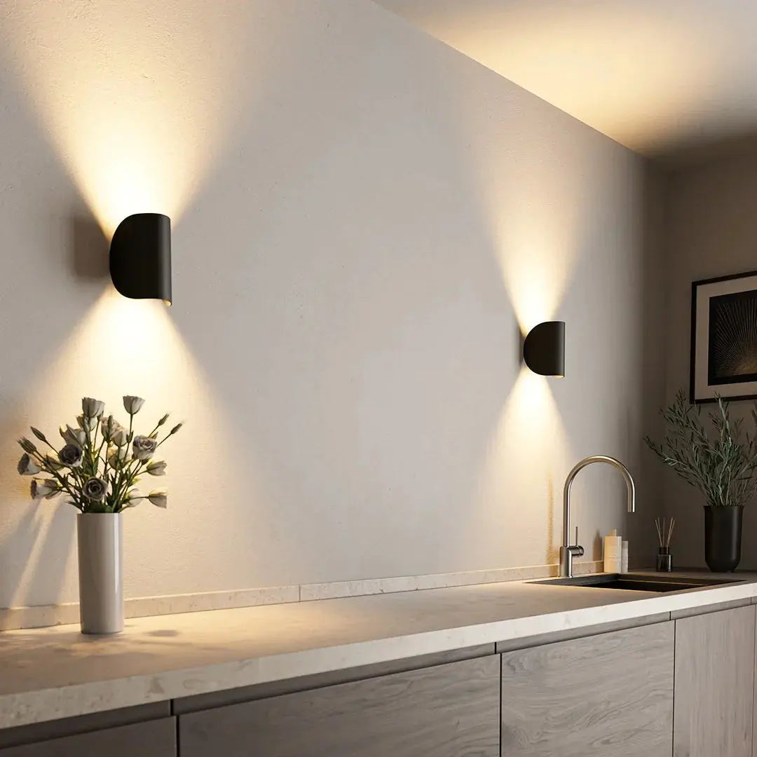 Wall Light LED Up Down Curved Sconce Minimalist Hallway Stairway Bedroom Living Room