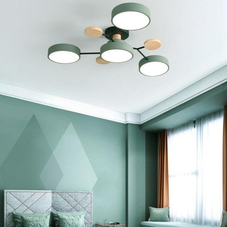Ceiling Light with Round Acrylic Shades and Metal Frame
