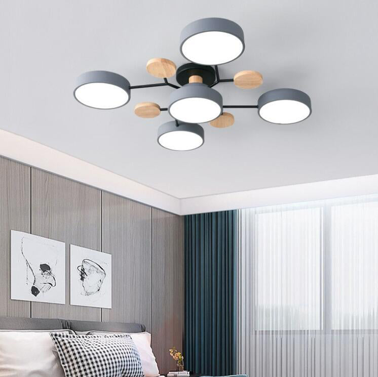 Ceiling Light with Round Acrylic Shades and Metal Frame