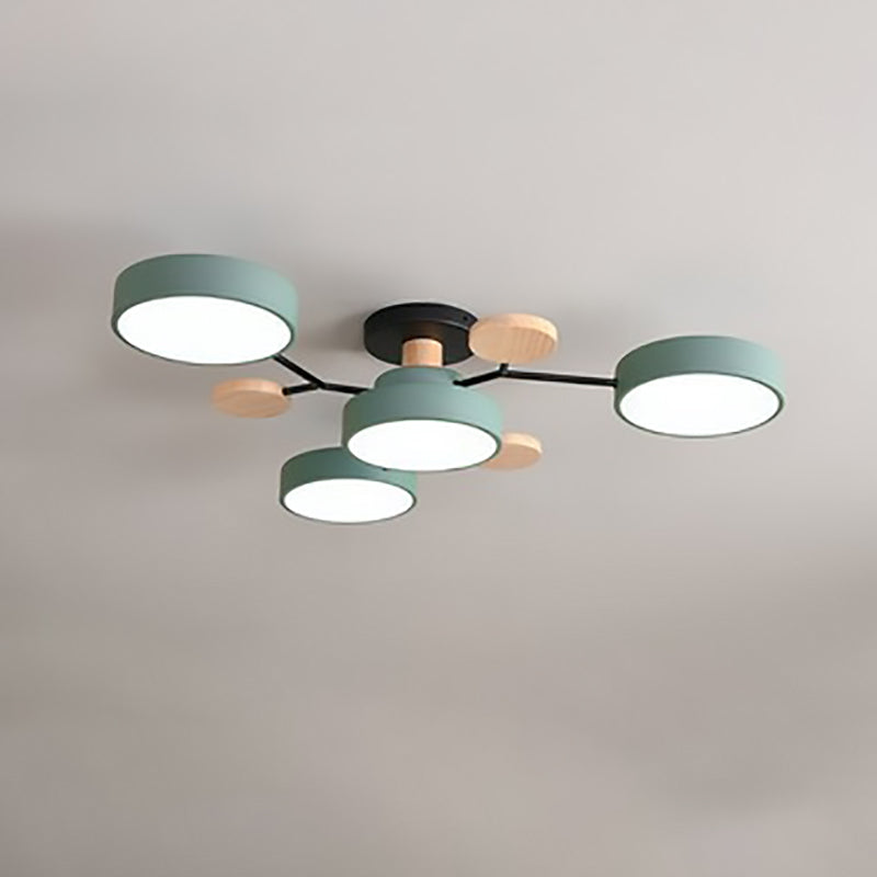 Ceiling Light with Round Acrylic Shades and Metal Frame
