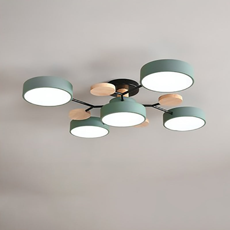 Ceiling Light with Round Acrylic Shades and Metal Frame