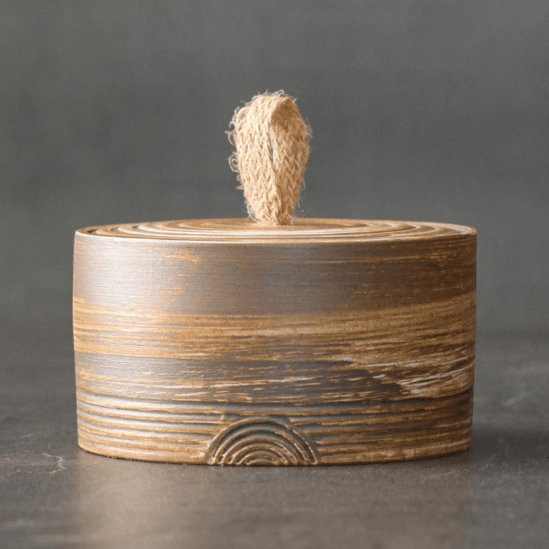Ceramic Storage Jar with Lid & Rope Handle