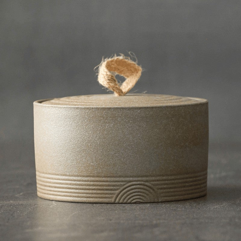 Ceramic Storage Jar with Lid & Rope Handle