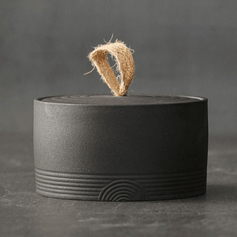 Ceramic Storage Jar with Lid & Rope Handle