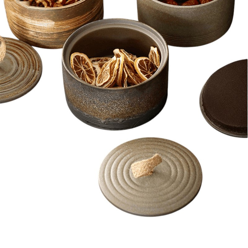 Ceramic Storage Jar with Lid & Rope Handle