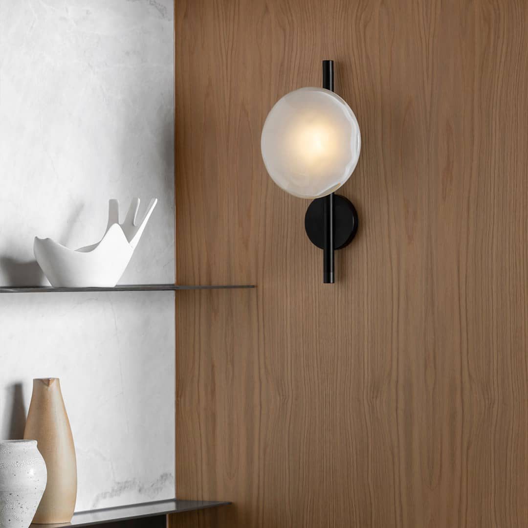 Wall Light Sconce Rippled Glass Cylinder Nordic Bedroom Hallway Living Room