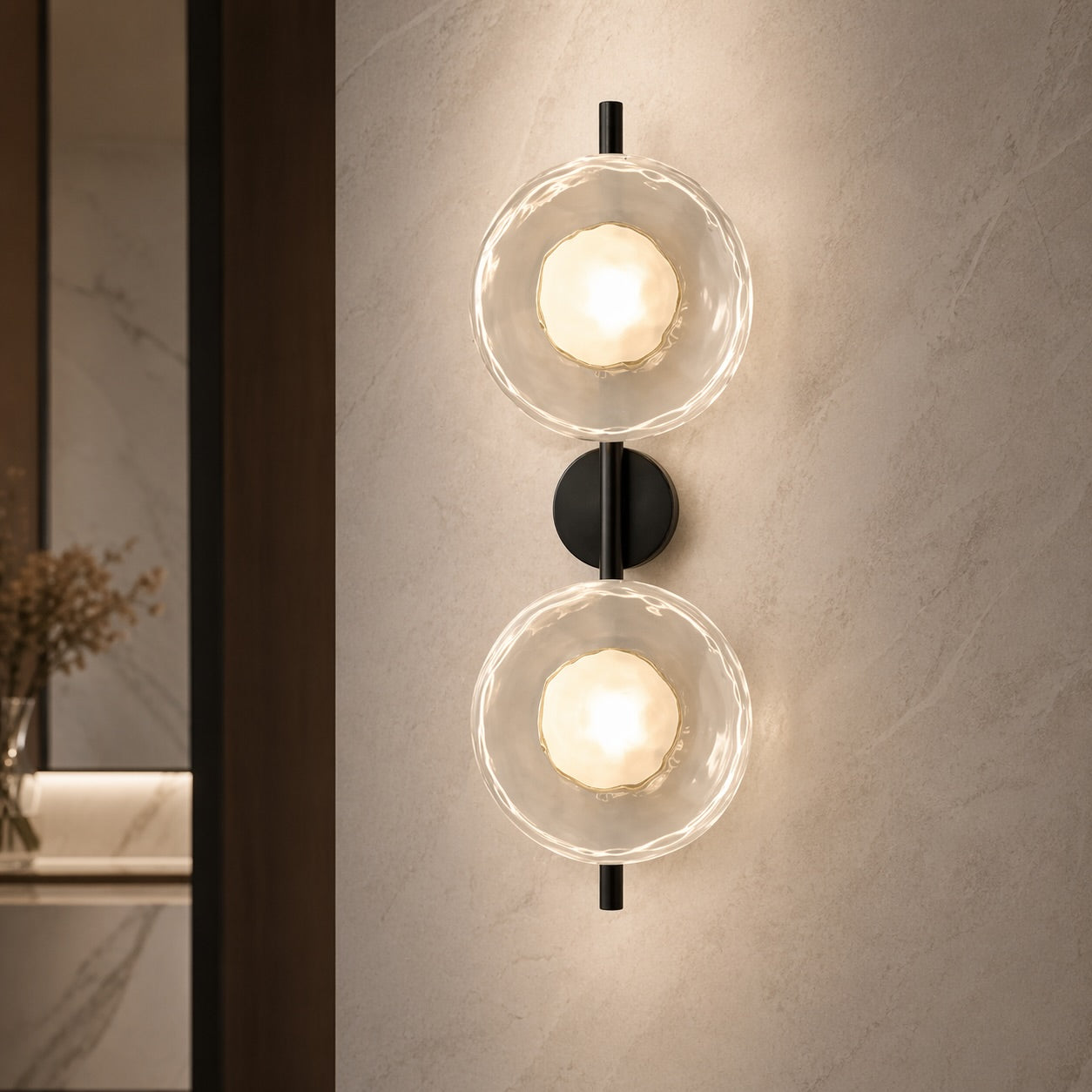 Nordic Ripple Glass Wall Sconce with Integrated 5W LED