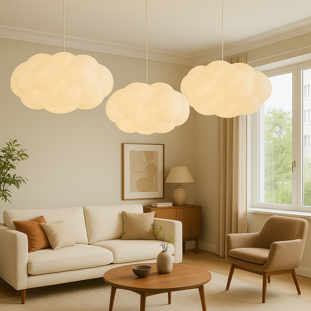 Cloud Pendant Light Hanging Ceiling Lamp Fabric Shade