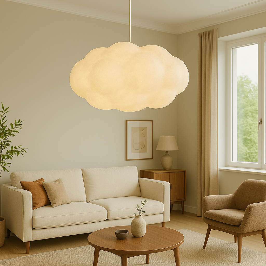Cloud Pendant Light Hanging Ceiling Lamp Fabric Shade