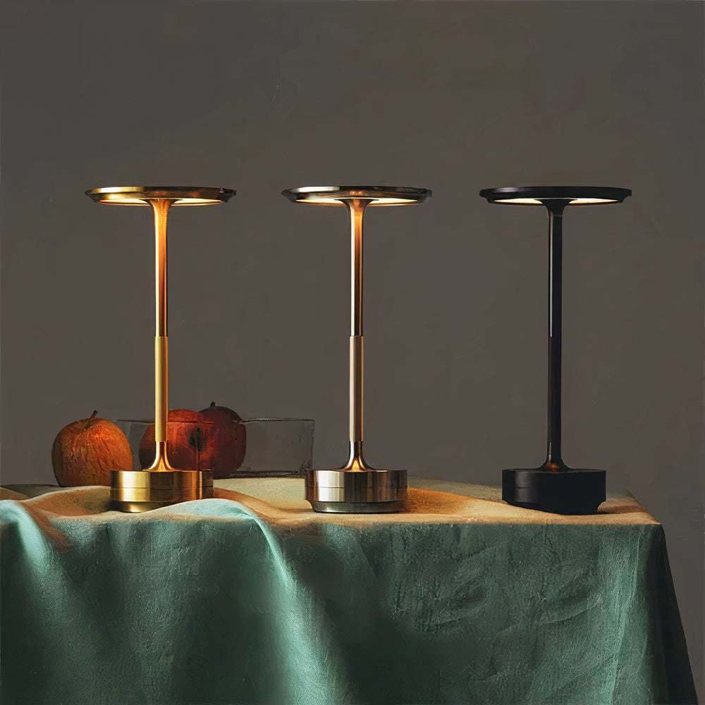 Cordless Rechargeable LED Touch Table Lamp with Knurled Metal Base